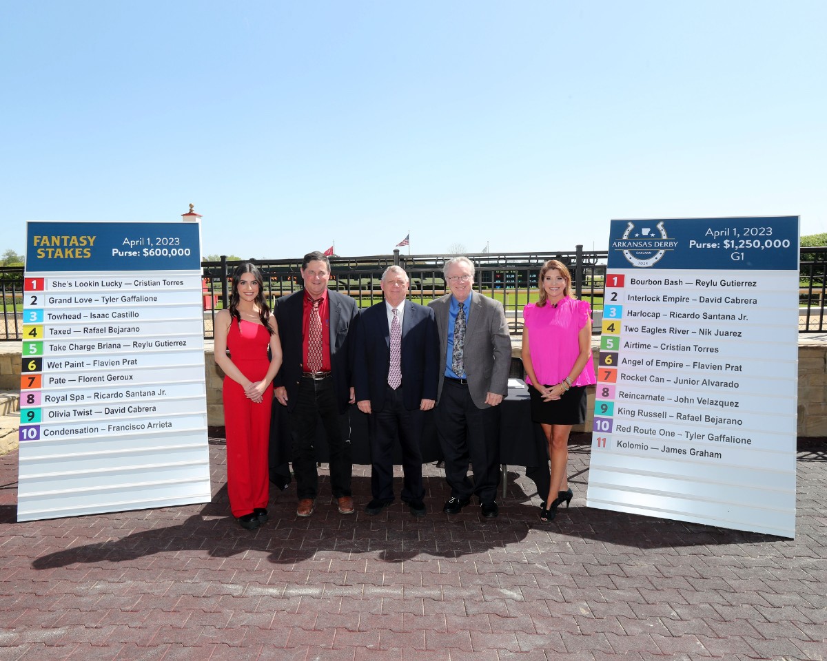 Pictured left to right: Sophie Fleischner (social media coordinator), John Barger (racing official), Rick Sackett (racing official), Jim Byers (announcer) and Nancy Holthus (paddock host).